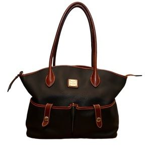 Dooney & Bourke Black Leather Shoulder Bag Red Interior